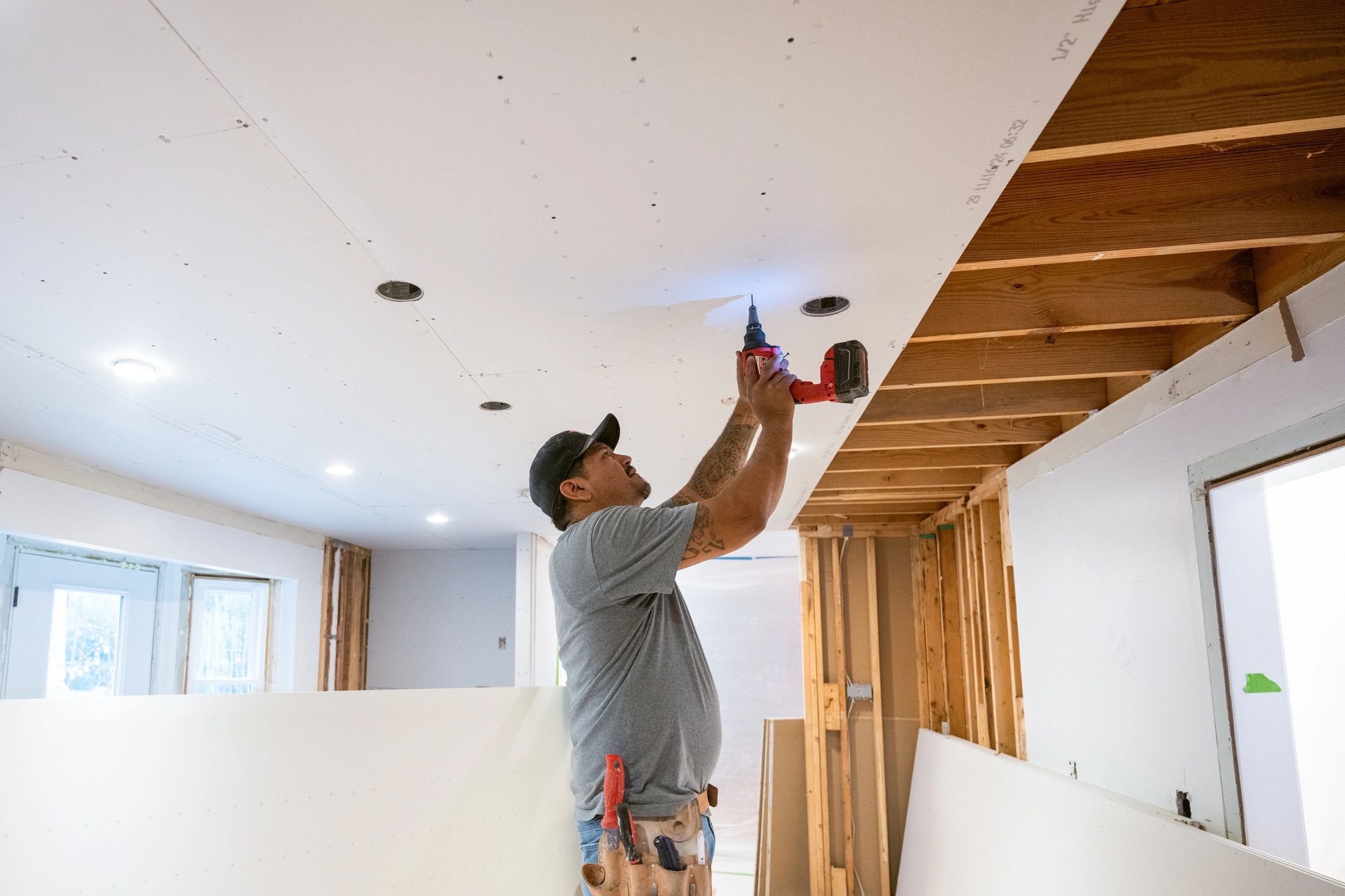 Technician working on a commercial building project